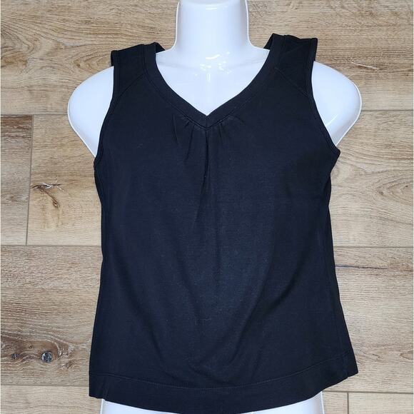 Christopher & Banks Black V-neck Tank top with front gathering Women's Size Smal - Picture 1 of 8